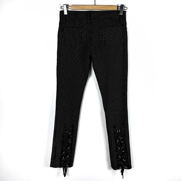 Vintage Serious Clothing Los Angeles Corset Detail Black Pinstripe Pants Y2K LA - Picture 1 of 15